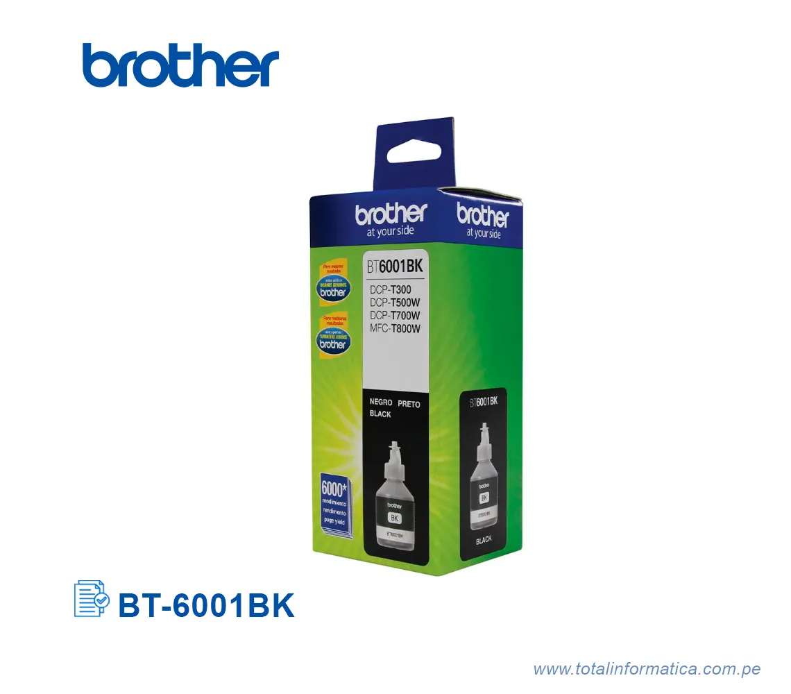 TINTA BROTHER BT-6001BK BLACK DCP-T300W, 6K PG - imagen 1
