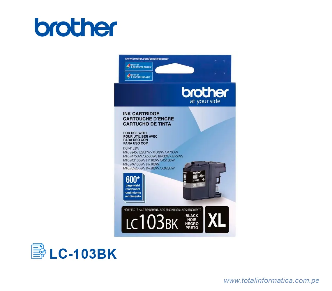 TINTA BROTHER LC-103BK BLACK 600 PAG  - imagen 1