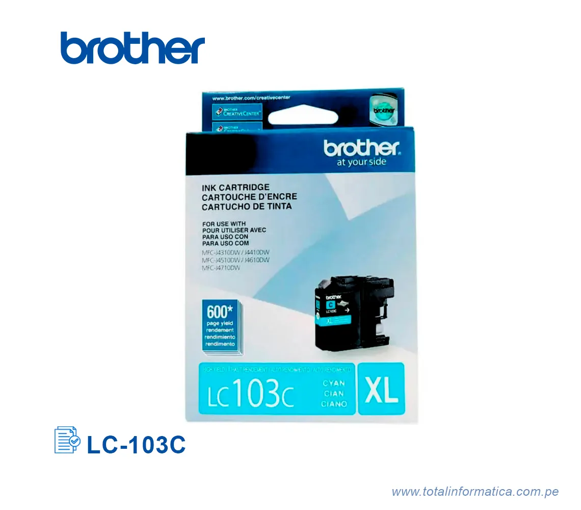 TINTA BROTHER LC-103C CIAN, 600 PAG   - imagen 1