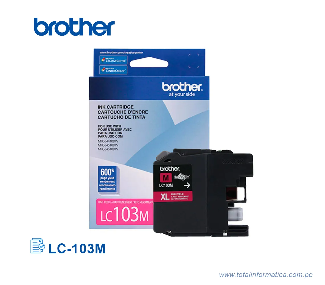 TINTA BROTHER LC-103M MAGENTA 600 PAG - imagen 2