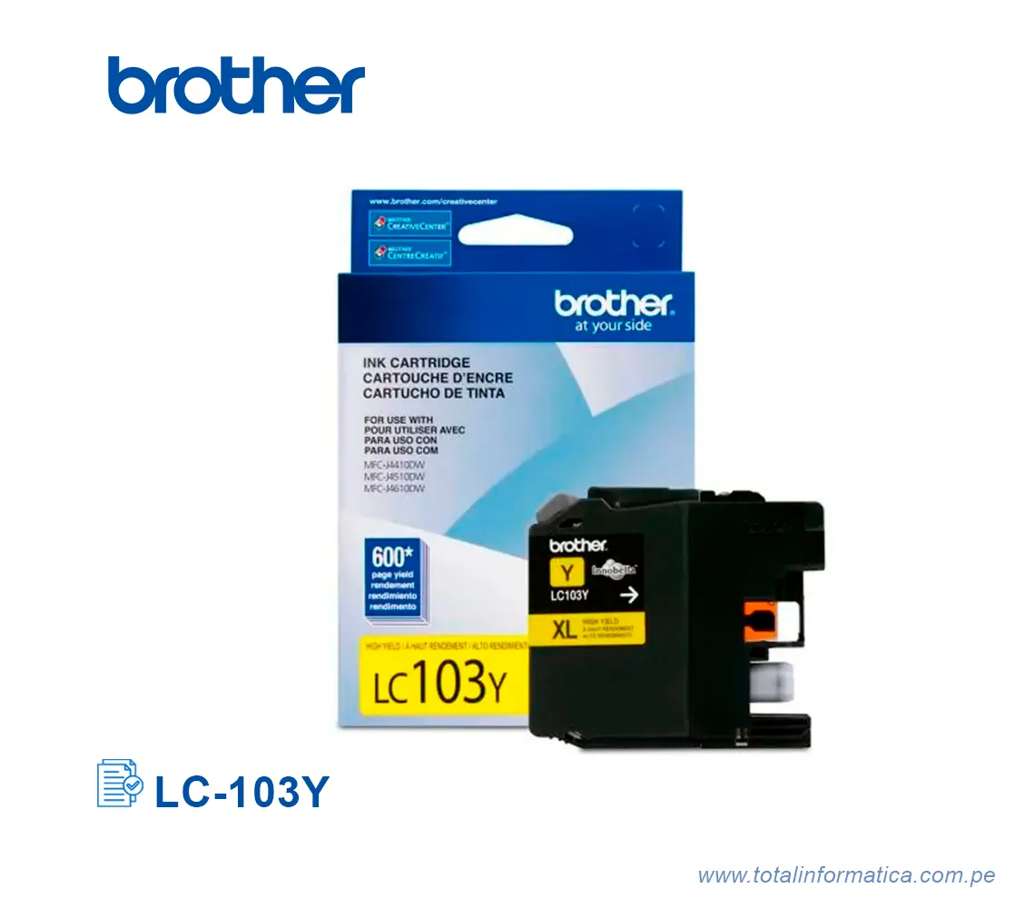 TINTA BROTHER LC-103Y YELLOW 600 PAG  - imagen 1