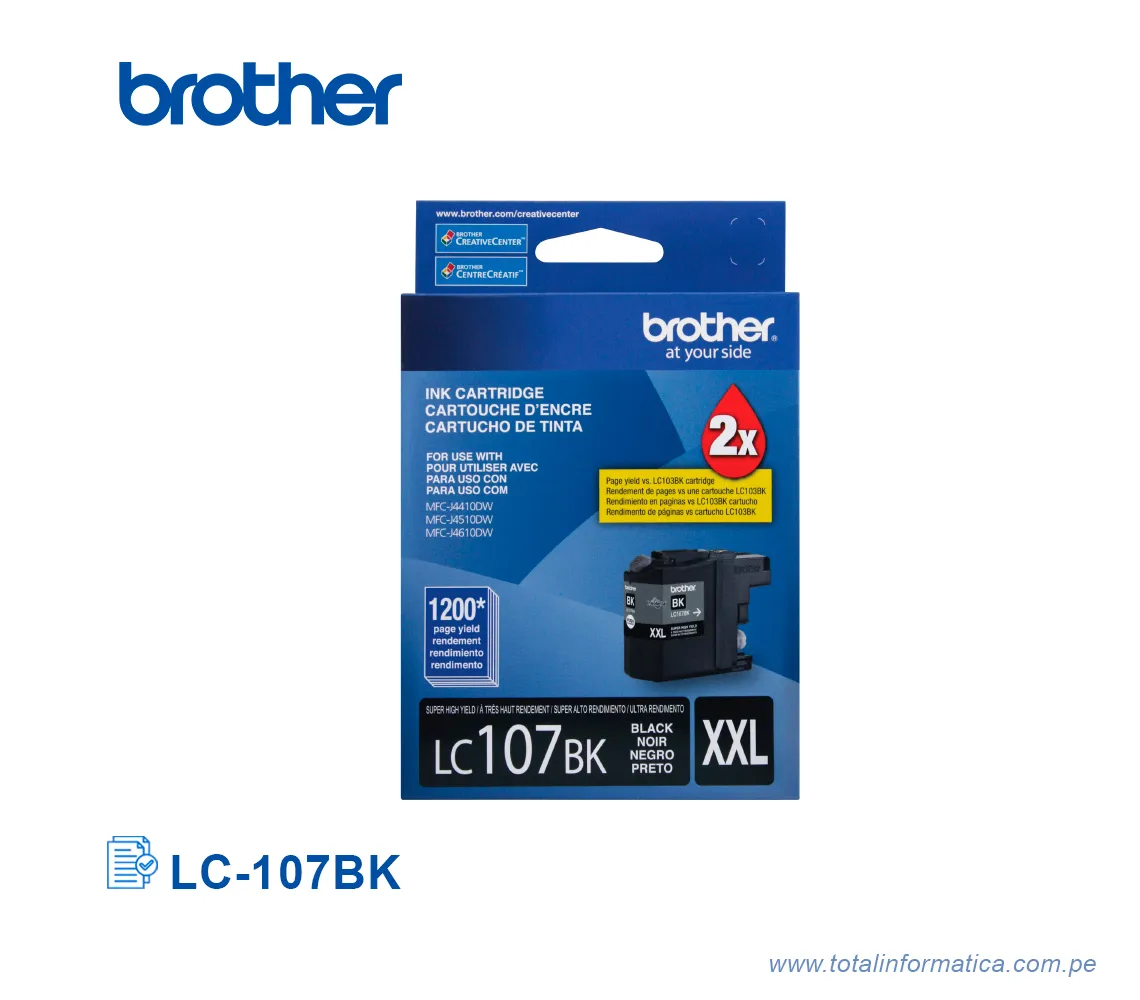 TINTA BROTHER LC-107BK/LC107BK, 1200 PAG  - imagen 1