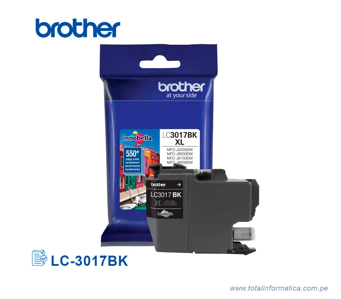 TINTA BROTHER LC-3017BK BLACK MFCJ5330DW, 550 PAG - imagen 2