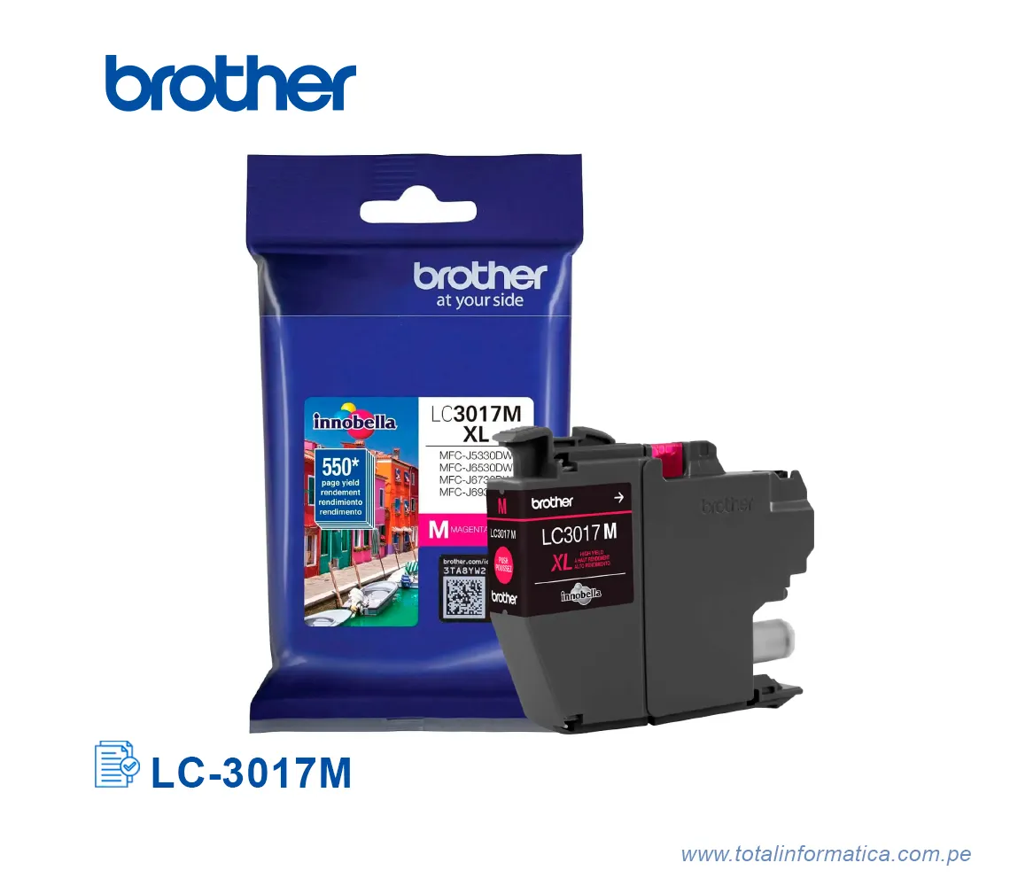 TINTA BROTHER LC-3017M MAGENTA MFCJ5330DW, 550 PAG  - imagen 1