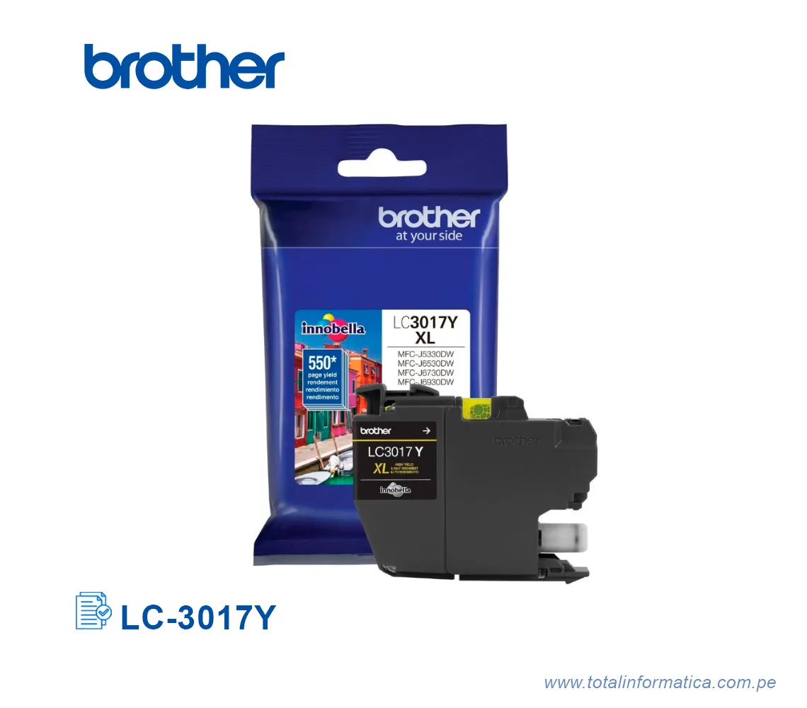 TINTA BROTHER LC-3017Y YELLOW MFCJ5330DW, 550 PAG   - imagen 1