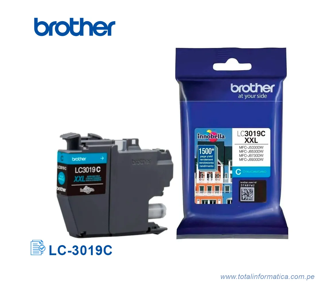 TINTA BROTHER LC-3019C CYAN MFCJ5330DW, 1.5K PGS - imagen 2