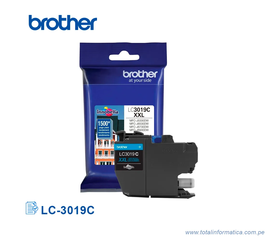 TINTA BROTHER LC-3019C CYAN MFCJ5330DW, 1.5K PGS - imagen 1