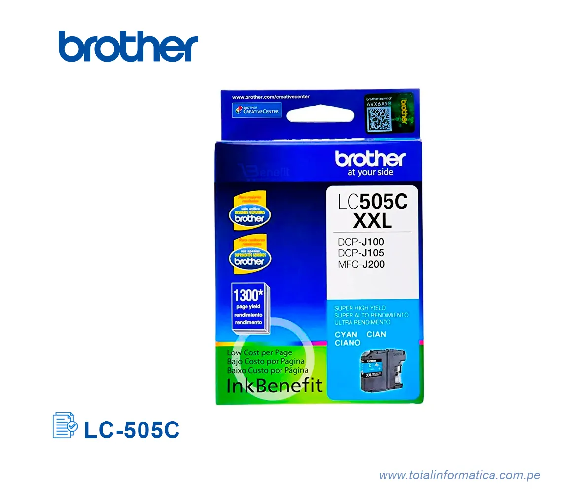 TINTA BROTHER LC-505C CIAN DCPJ100, 1300 PG - imagen 1