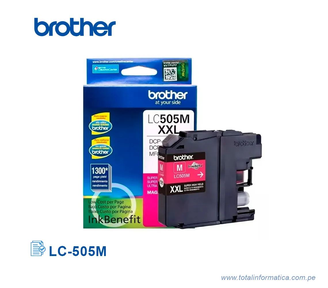TINTA BROTHER LC-505M MAGENTA DCPJ100, 1300 PG - imagen 2