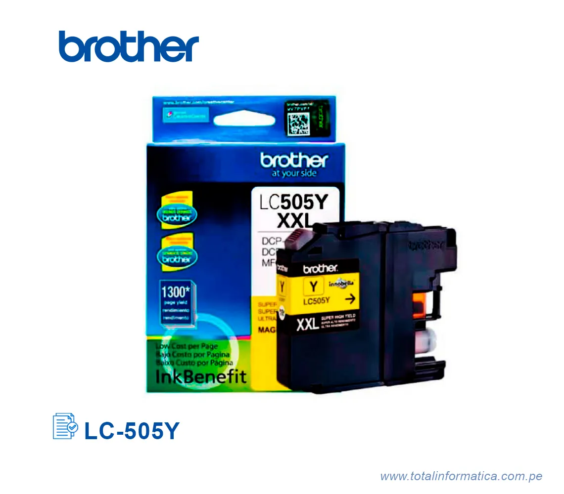 TINTA BROTHER LC-505Y YELLOW DCPJ100, 1300 PG - imagen 2