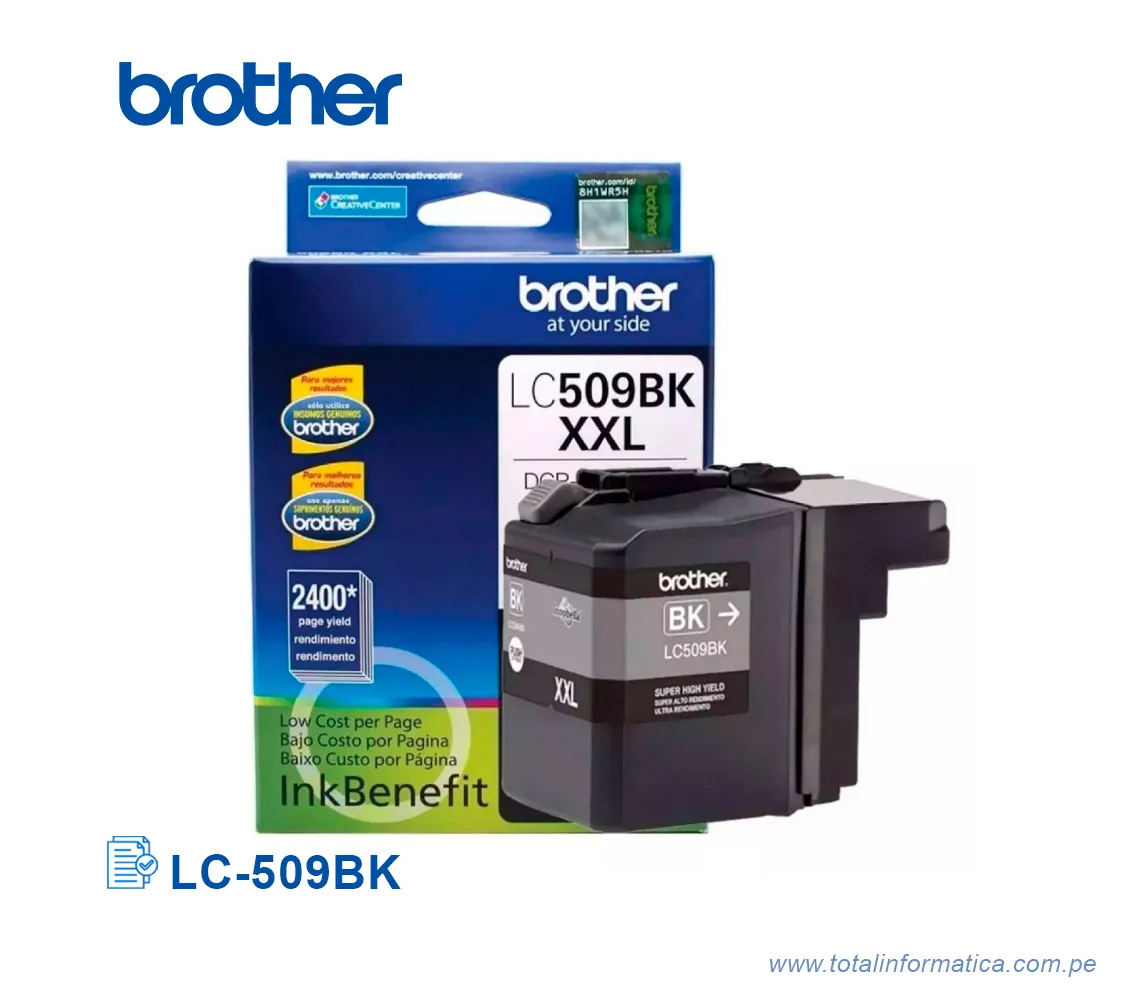 TINTA BROTHER LC-509BK BLACK DCPJ100, 2400 PG - imagen 2