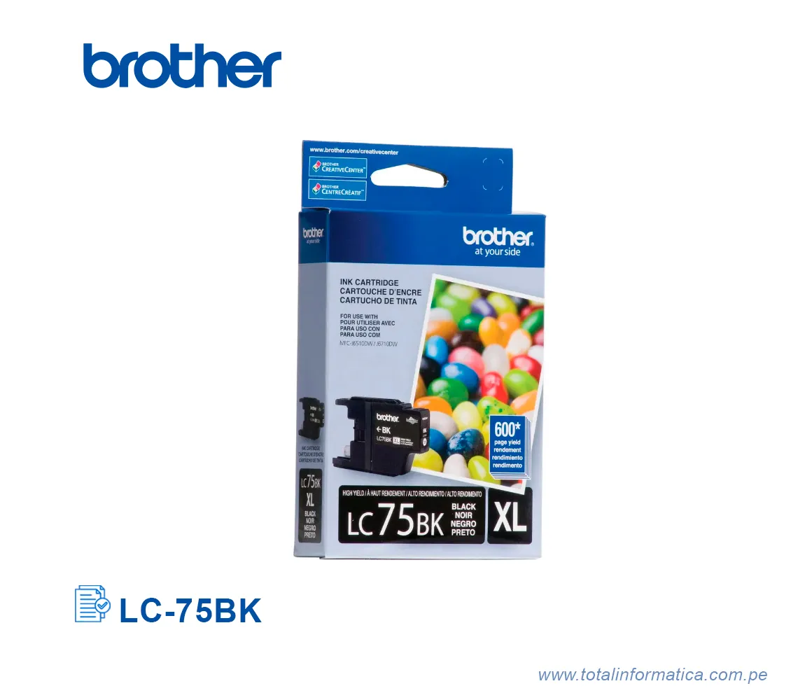 TINTA BROTHER LC-75BK, BLACK 600PG - imagen 1