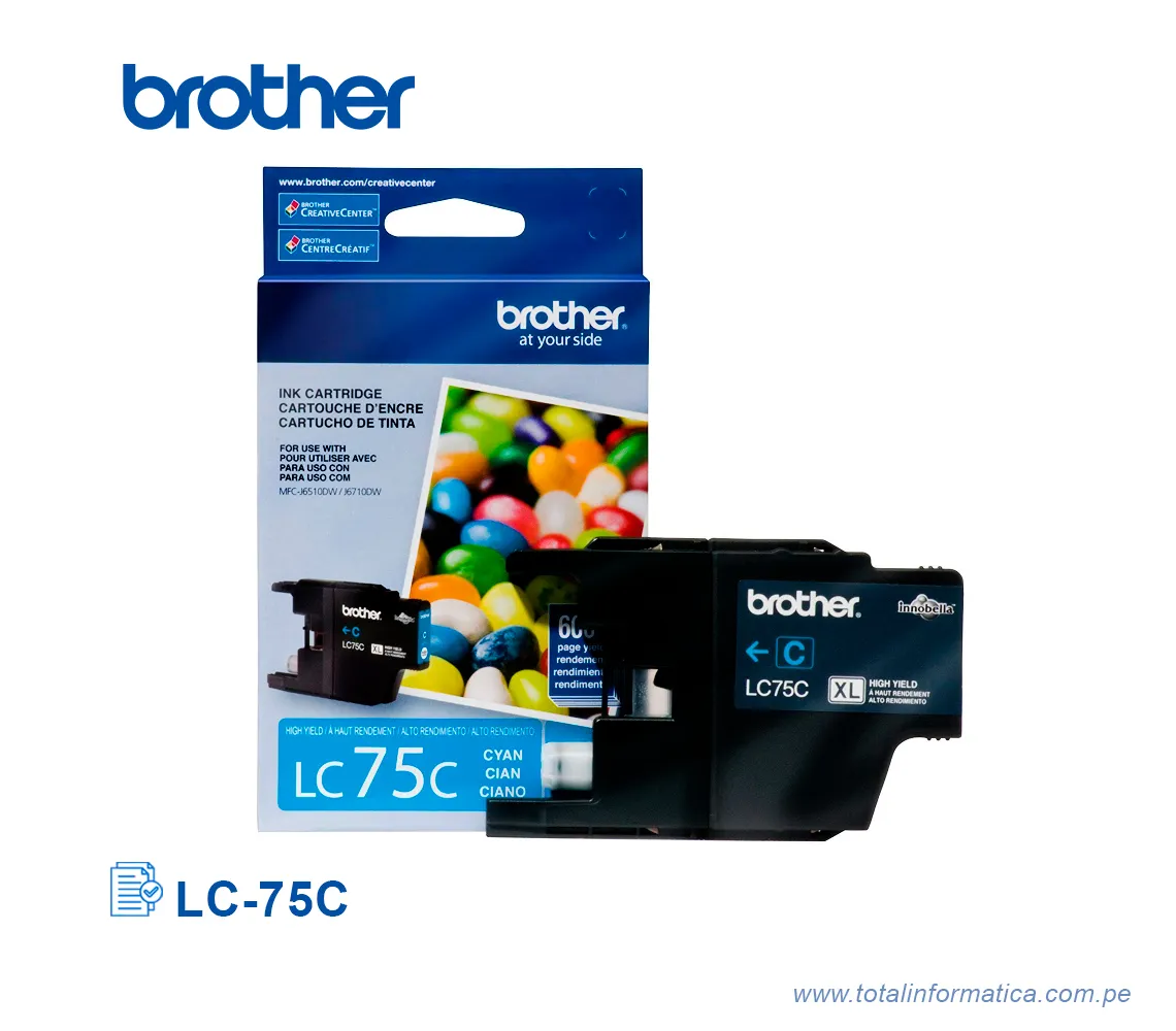 TINTA BROTHER LC-75C CYAN 600PG  - imagen 2