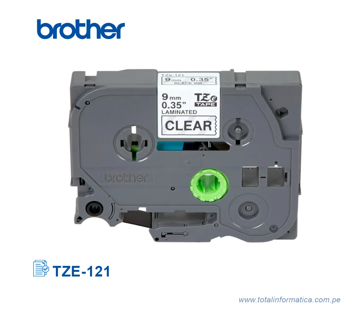 CINTA BROTHER TZE-121/TZE121 9MM BLACK ON TRANSP. 3/8"  - imagen 1