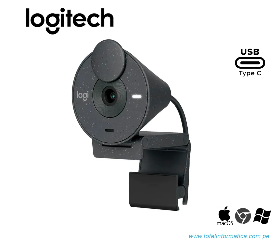 CAMARA LOGITECH BRIO 300, FHD 1080P, USB-C, NEGRO(960-001413) - imagen 1