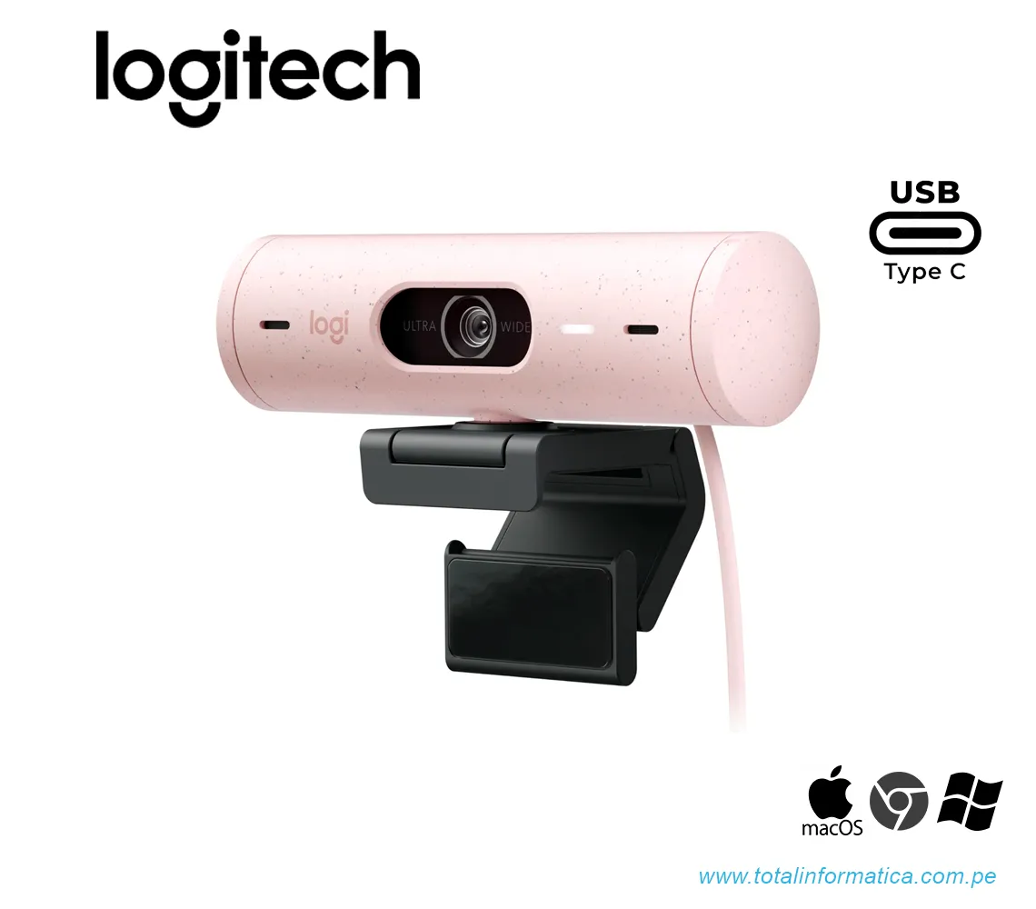 CAMARA LOGITECH BRIO 500, FHD 1080P, USB-C, ROSA(960-001418) - imagen 1