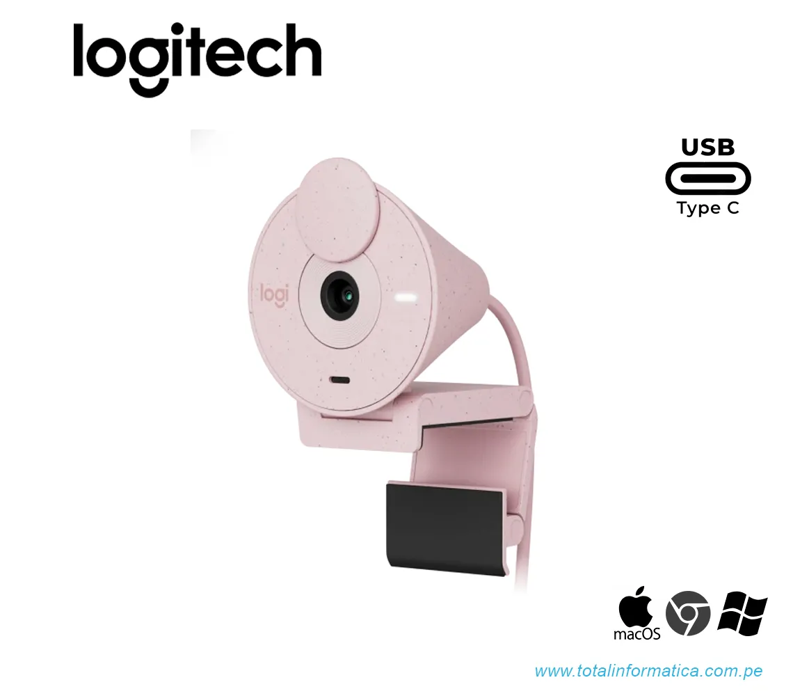 CAMARA LOGITECH BRIO 300, FHD 1080P, USB-C, ROSA(960-001446) - imagen 1