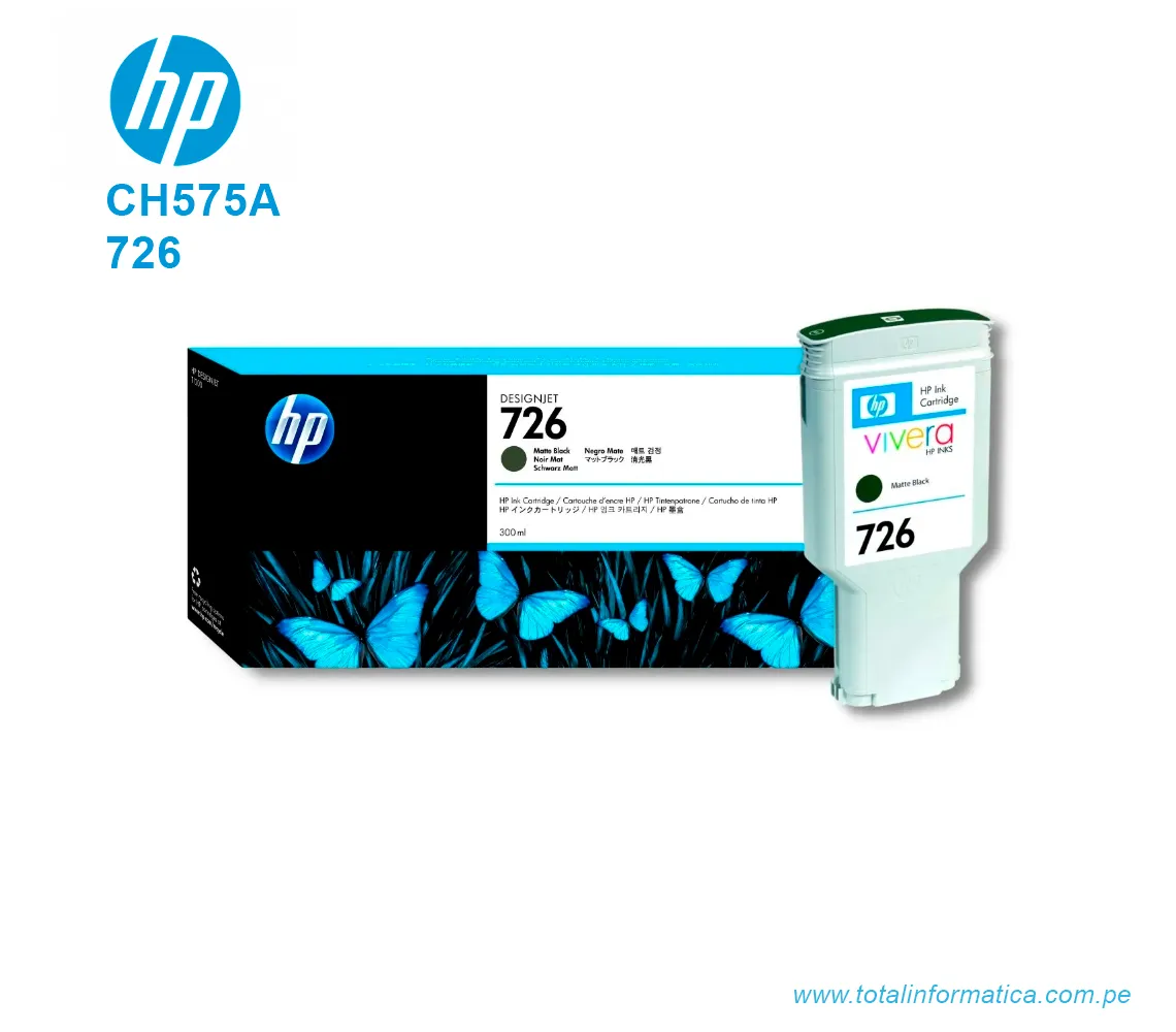 TINTA HP 726 MATTE BLACK ( CH575A ) DESIGNJET T1200, 300ML - imagen 2