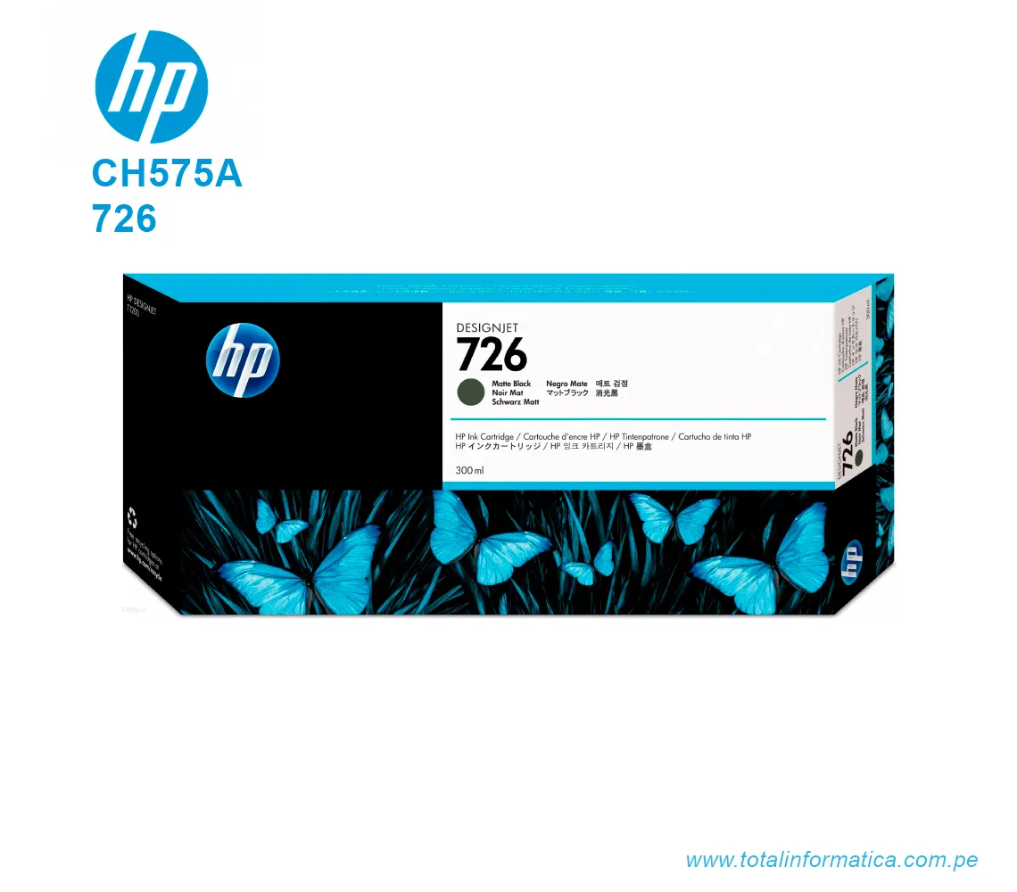 TINTA HP 726 MATTE BLACK ( CH575A ) DESIGNJET T1200, 300ML - imagen 1