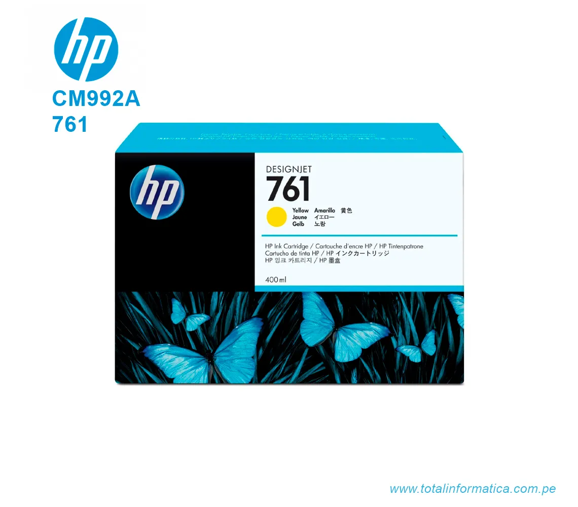 TINTA HP 761 YELLOW  ( CM992A ) DESIGNJET T7100, 400ML - imagen 1