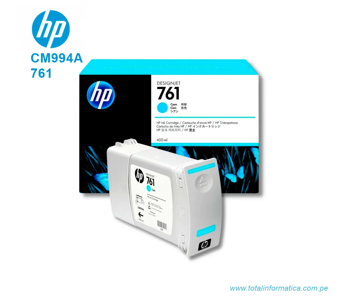 TINTA HP 761 CYAN ( CM994A ) DESIGNJET T7100, 400ML - imagen 2