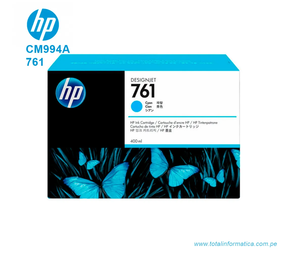 TINTA HP 761 CYAN ( CM994A ) DESIGNJET T7100, 400ML - imagen 1