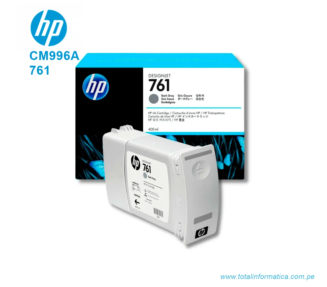 TINTA HP 761 DARK GRAY ( CM996A ) DESIGNJET T7100, 400ML - imagen 2