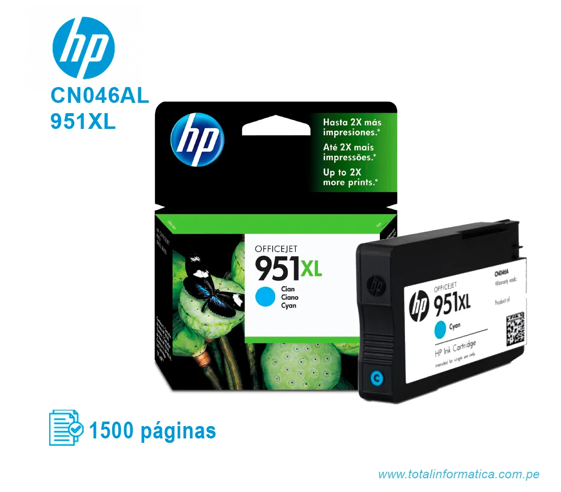 TINTA HP 951XL CYAN ( CN046AL ) OFFICEJET PRO 8600, 1500 PAG - imagen 2