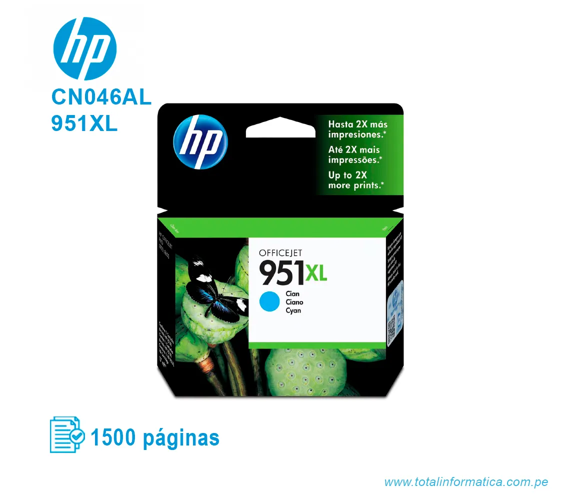 TINTA HP 951XL CYAN ( CN046AL ) OFFICEJET PRO 8600, 1500 PAG - imagen 1