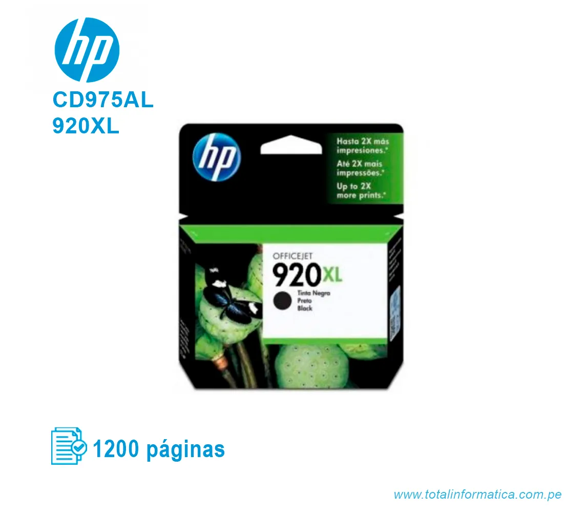 TINTA HP 920XL BLACK ( CD975AL ) OFFICEJET 7000, 1200 PÁG - imagen 1
