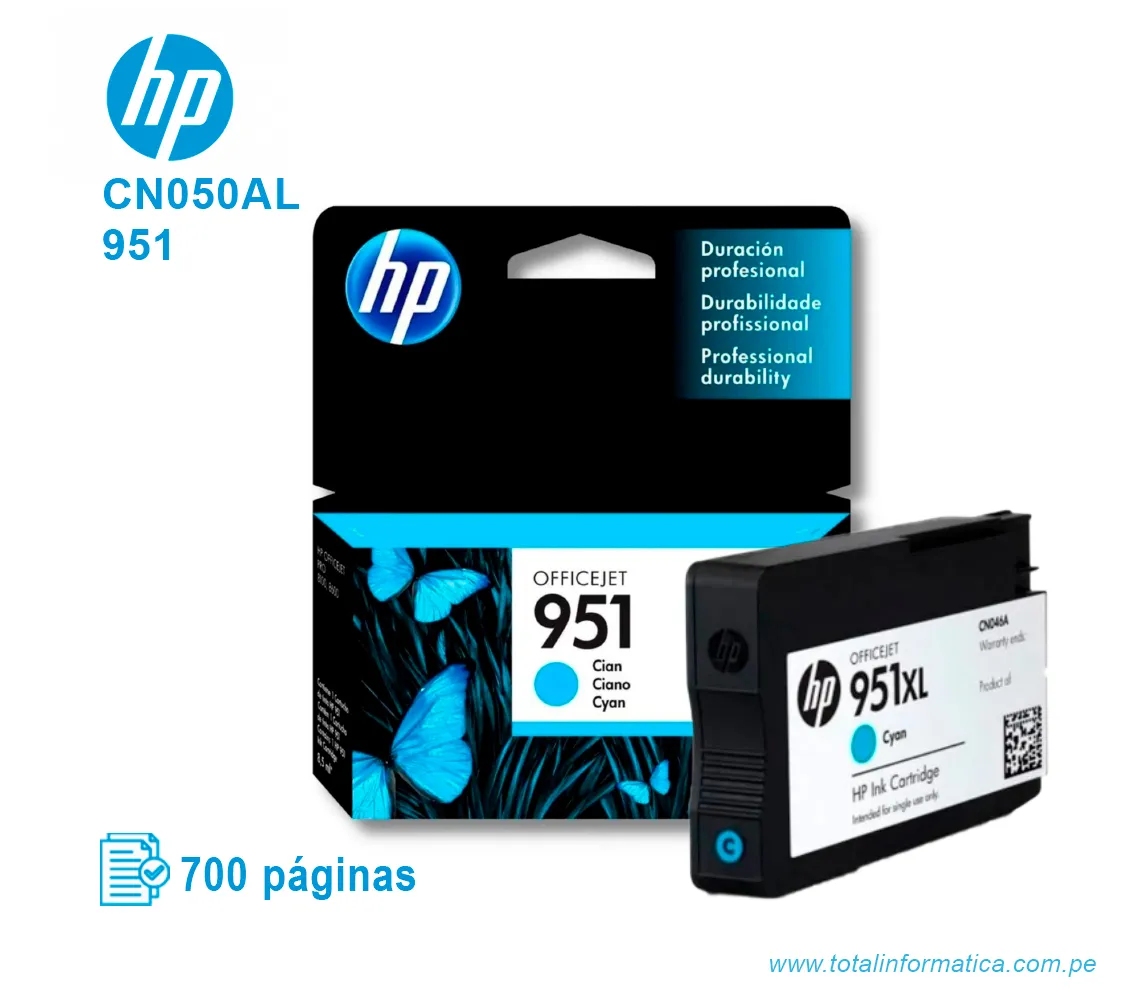 TINTA HP 951 CYAN ( CN050AL ) OFFICEJET PRO 8600, 700 PAG - imagen 2
