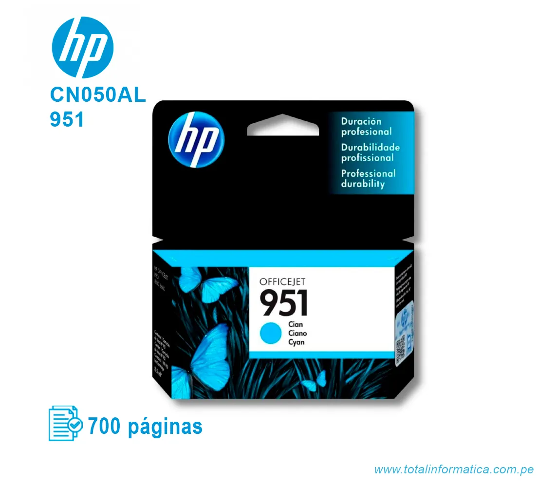 TINTA HP 951 CYAN ( CN050AL ) OFFICEJET PRO 8600, 700 PAG - imagen 1