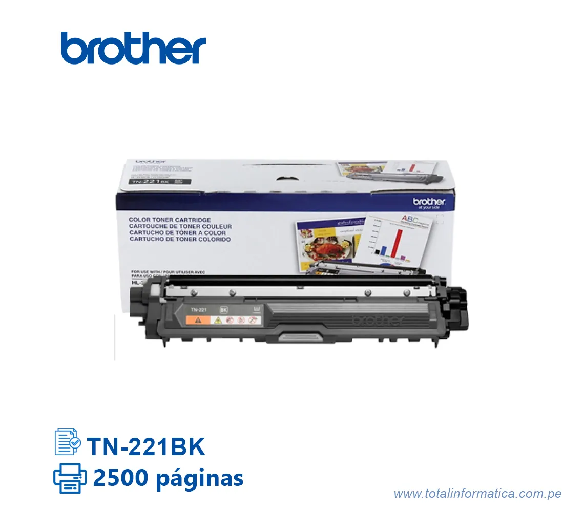 TONER BROTHER TN221BK/TN-221BK BLACK, HL3150CDN, 2500 PG - imagen 2