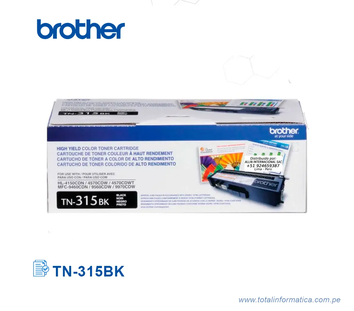 TONER BROTHER TN315BK/TN-315BK BLACK, HL-4570, 6000 PAG - imagen 1
