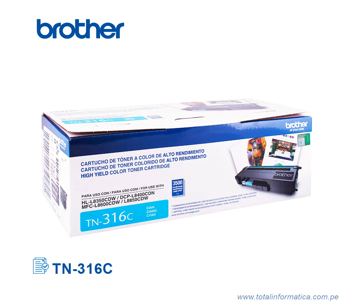 TONER BROTHER TN316C CYAN, HL-L8350 3500 PG - imagen 1