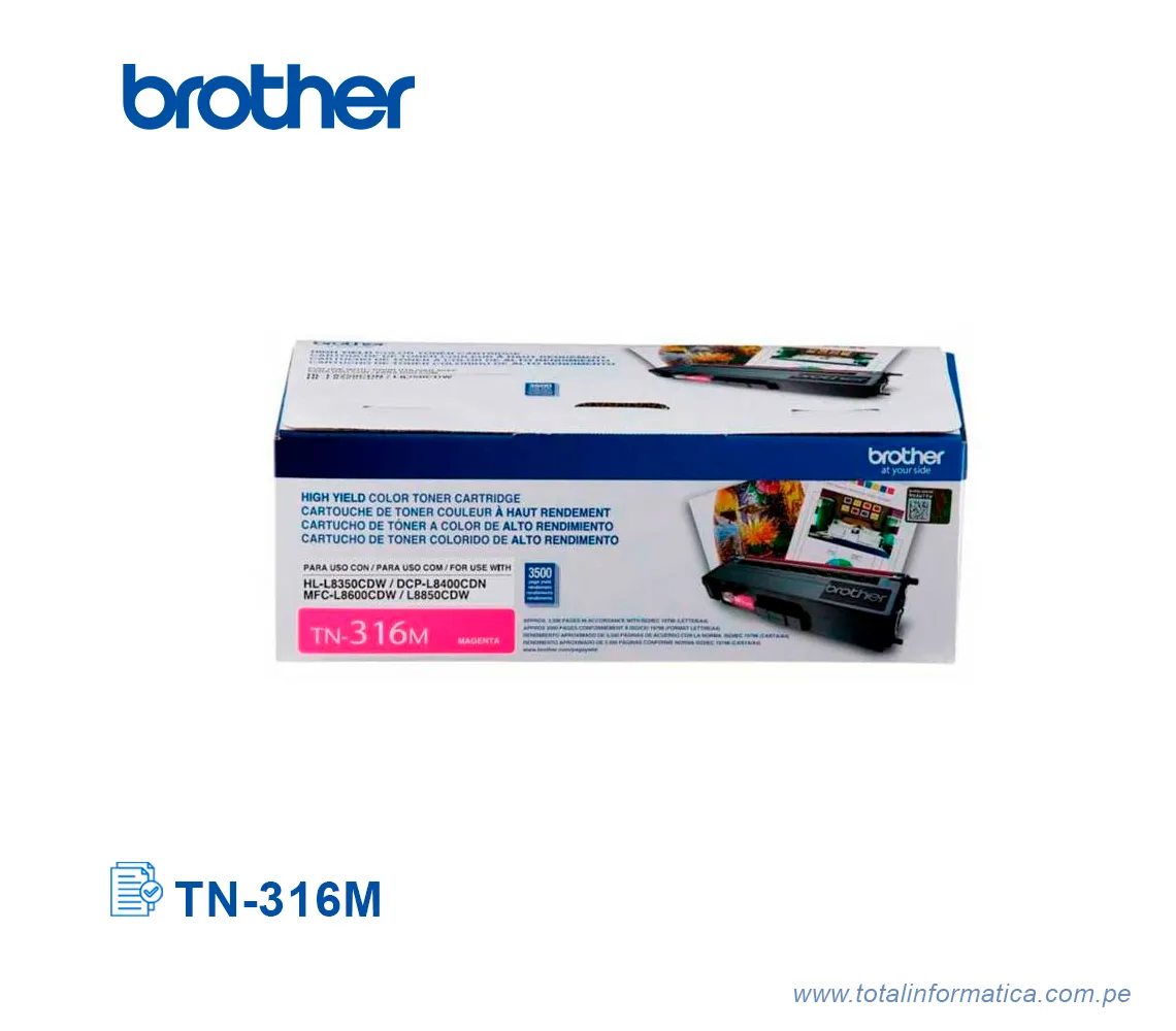 TONER BROTHER TN316M/TN-316M MAGENTA, HL-L8350 3500 PG - imagen 1