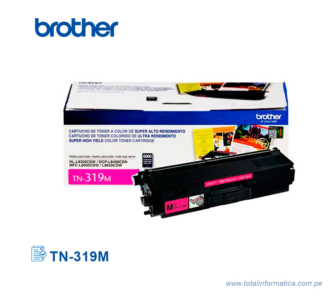 TONER BROTHER TN319M/TN-319M MAGENTA, HL-L8350 6000 PG - imagen 2