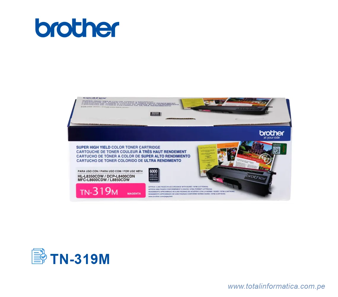 TONER BROTHER TN319M/TN-319M MAGENTA, HL-L8350 6000 PG - imagen 1