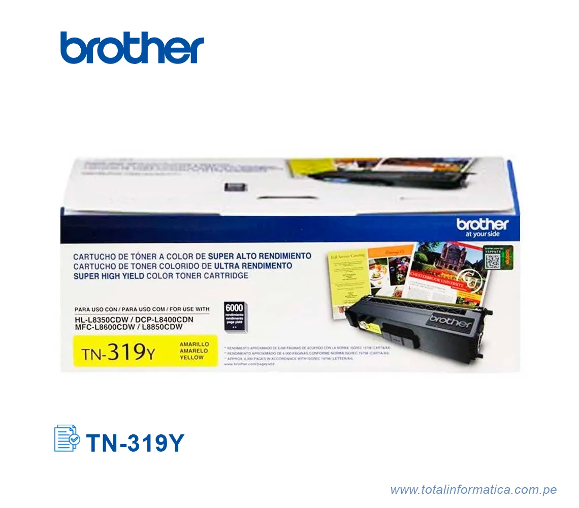 TONER BROTHER TN319Y/TN-319Y YELLOW, HL-L8350 6000 PG - imagen 1