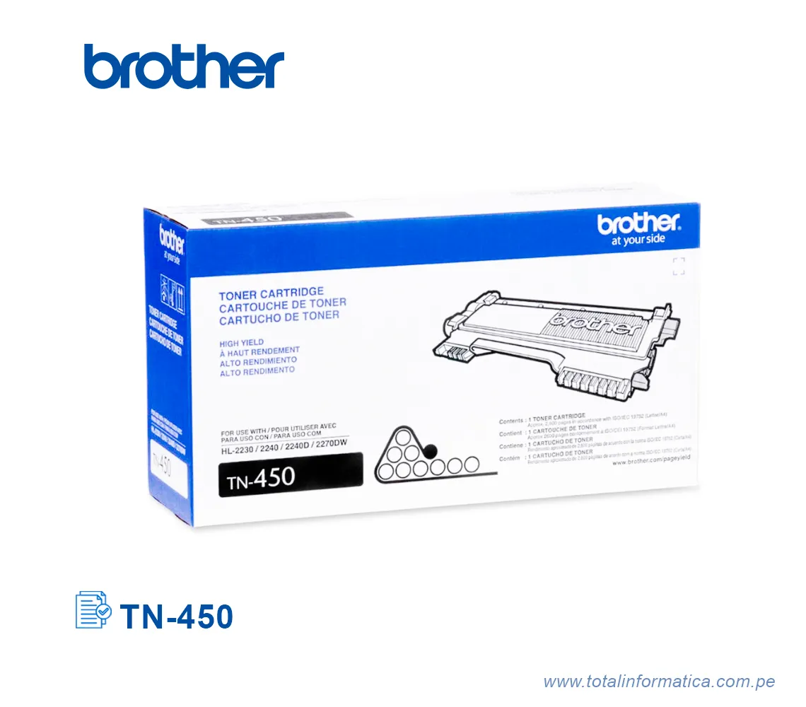 TONER BROTHER TN450/TN-450, HL-2240 2600 PAG - imagen 1