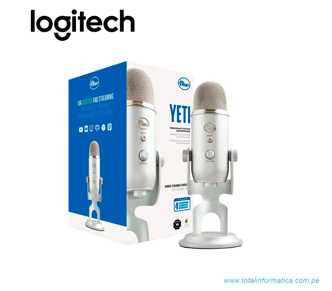 MICROFONO BLUE YETI, USB STREAMING CARDIOID / OMNI / BI LED, PLATEADO(988-000506) - imagen 2