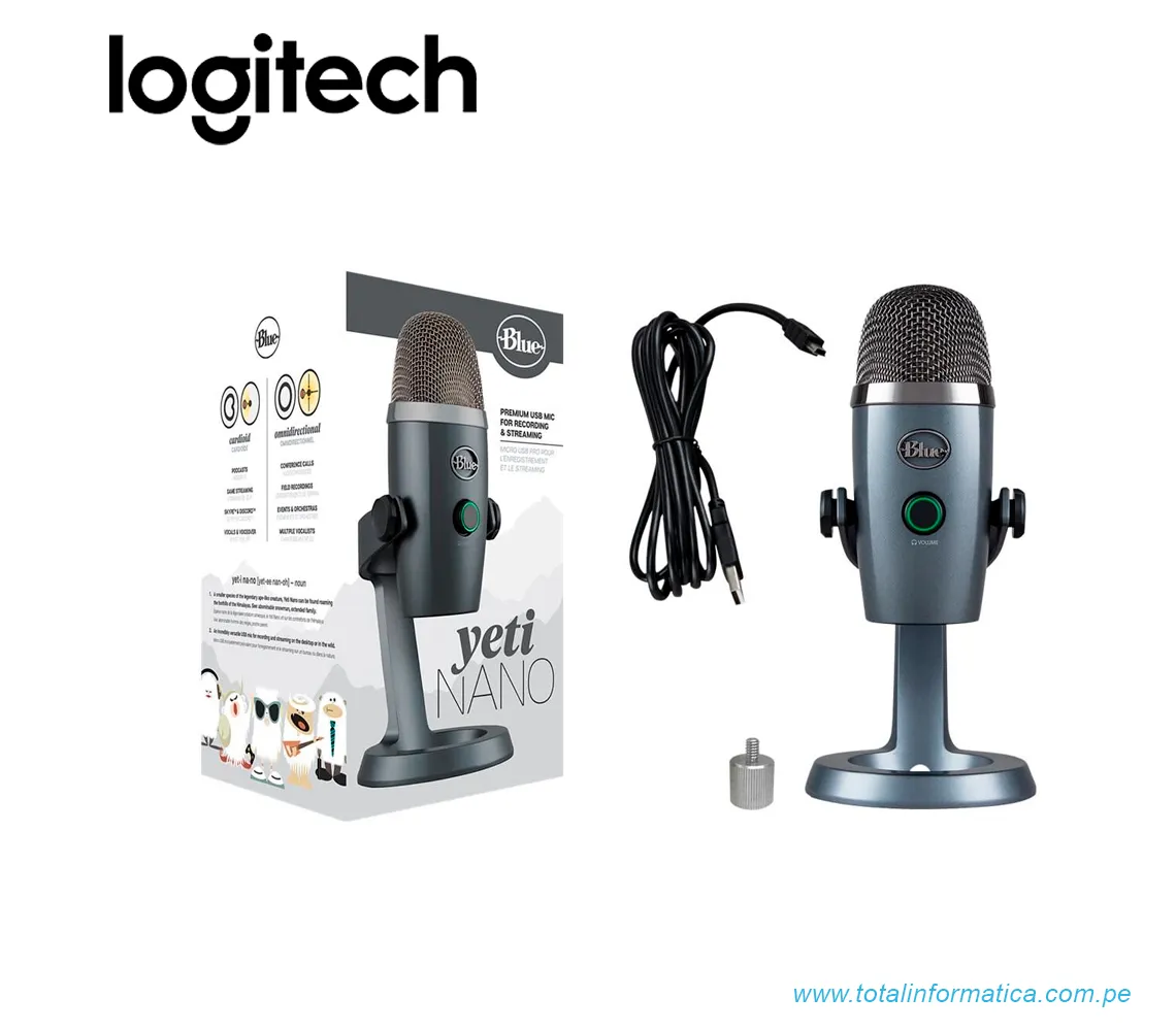 MICROFONO BLUE YETI NANO, USB STREAMING CARDIOD/OMNI, GRIS(988-000508) - imagen 2
