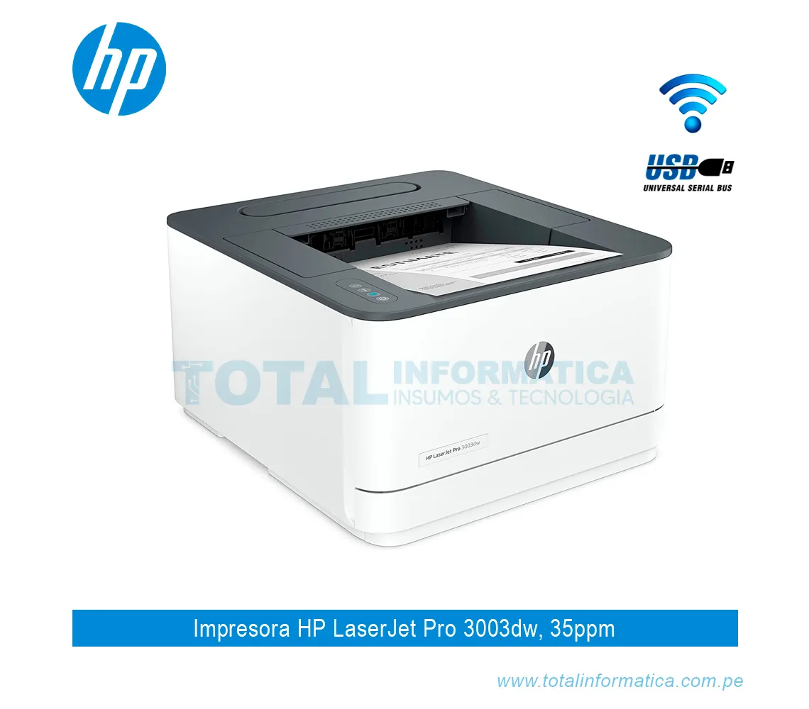 IMPRESORA HP LASERJET PRO 3003DW B/N, USB, RED Y WIFI, 3G654A - imagen 2