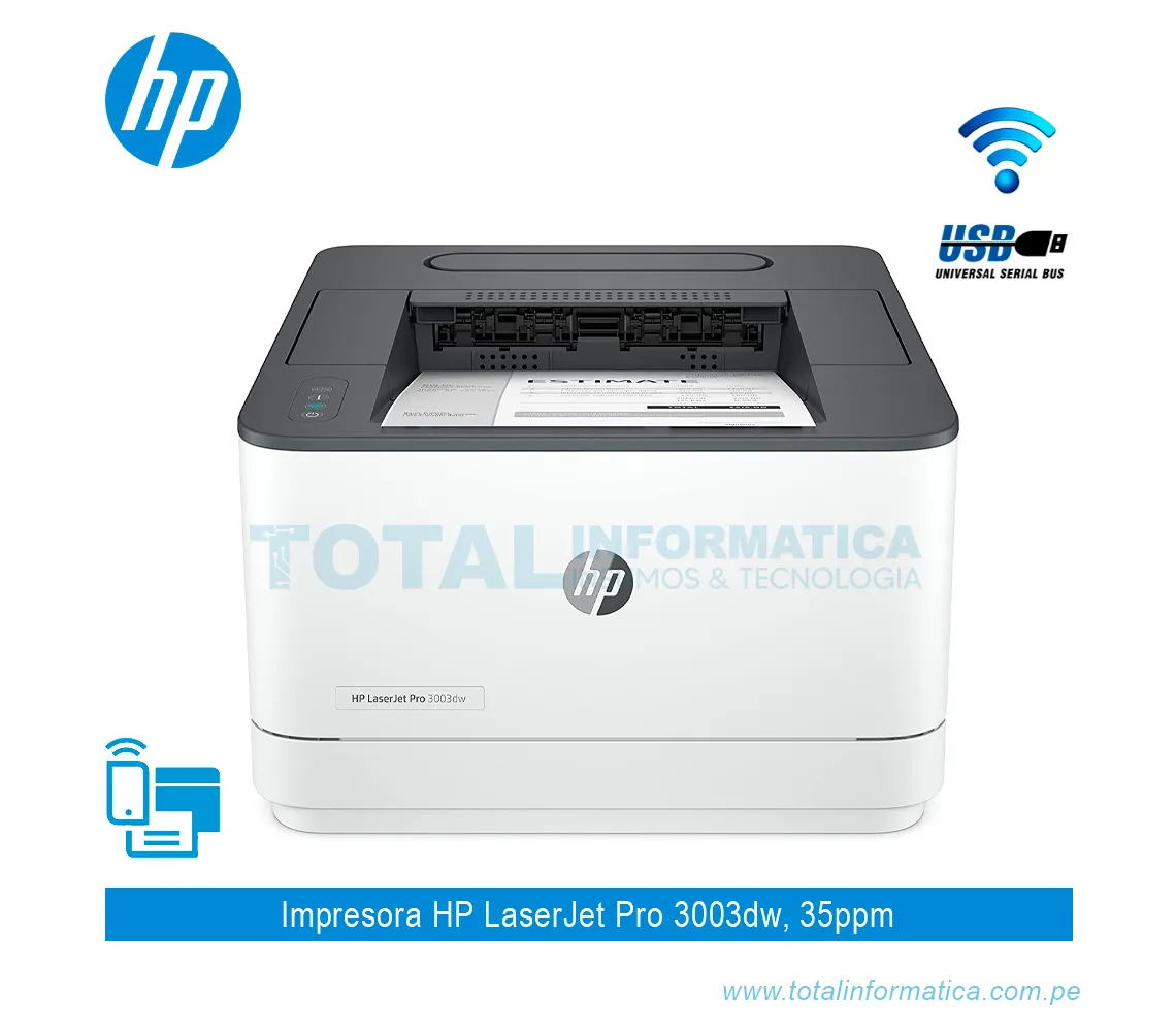 IMPRESORA HP LASERJET PRO 3003DW B/N, USB, RED Y WIFI, 3G654A - imagen 1