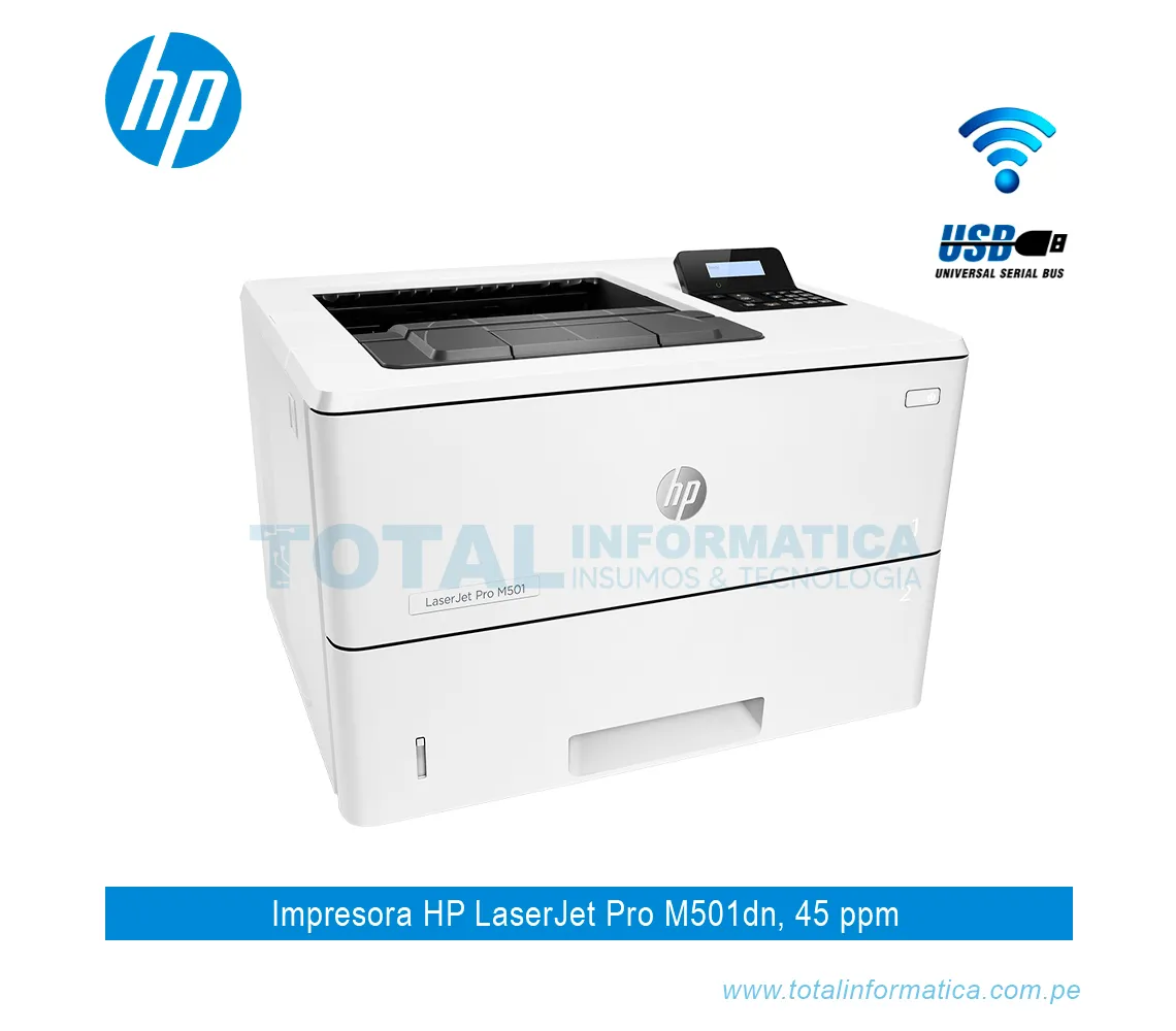 IMPRESORA HP LASERJET PRO M501DN J8H61A, B/N 45 PPM - imagen 2