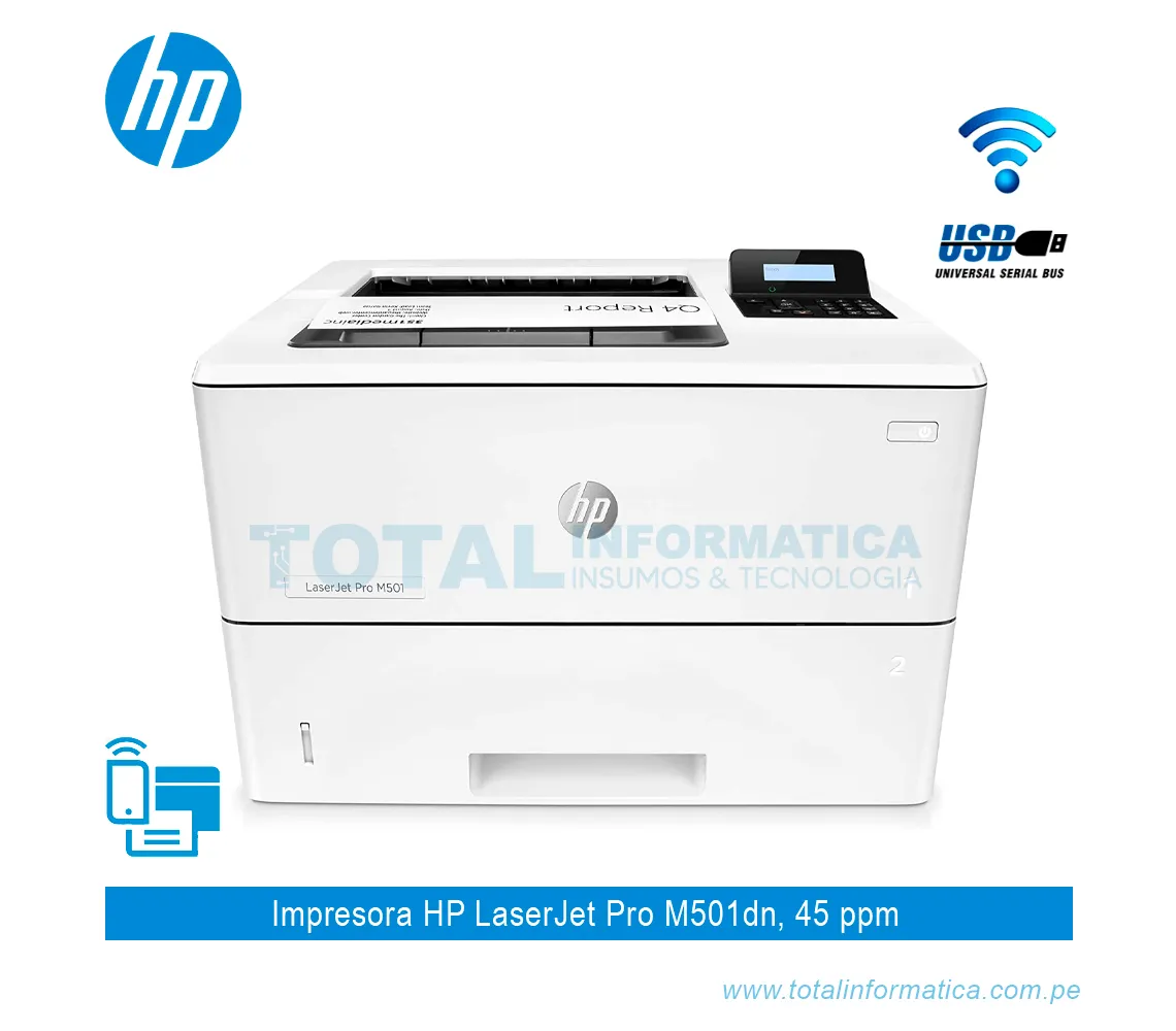 IMPRESORA HP LASERJET PRO M501DN J8H61A, B/N 45 PPM - imagen 1
