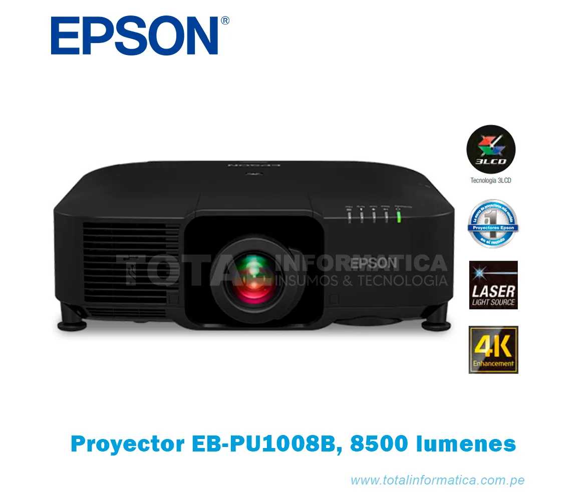 PROYECTOR EPSON LÁSER EB PU1008B, 8500 LUMENES WUXGA - imagen 1