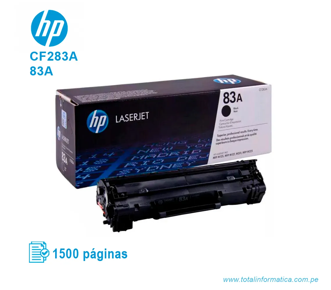 TONER HP 83A BLACK ( CF283A ) LASERJET M127F, 1500 PGS - imagen 2