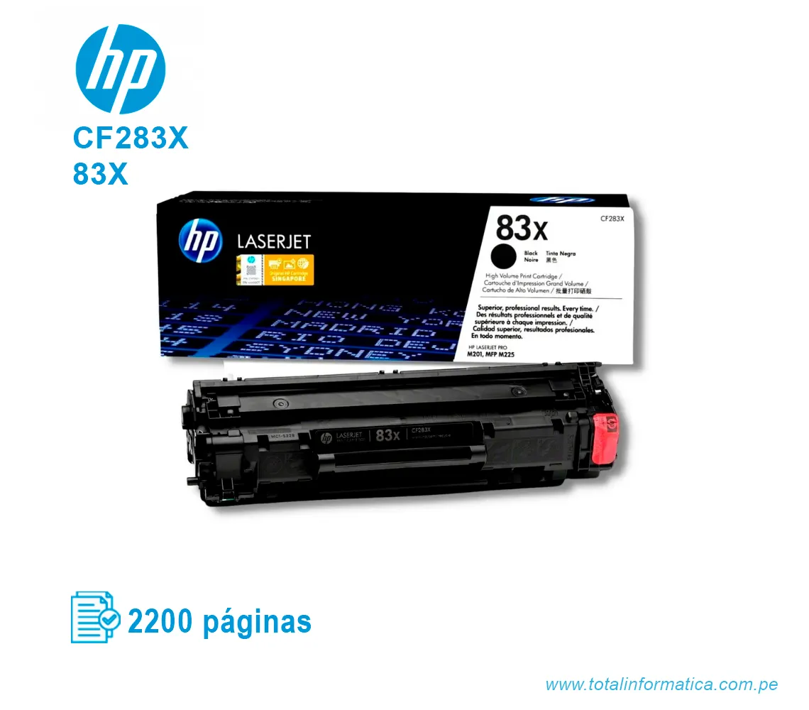 TONER HP 83X BLACK ( CF283X ) LASERJET M201N, 2200 PGS - imagen 2