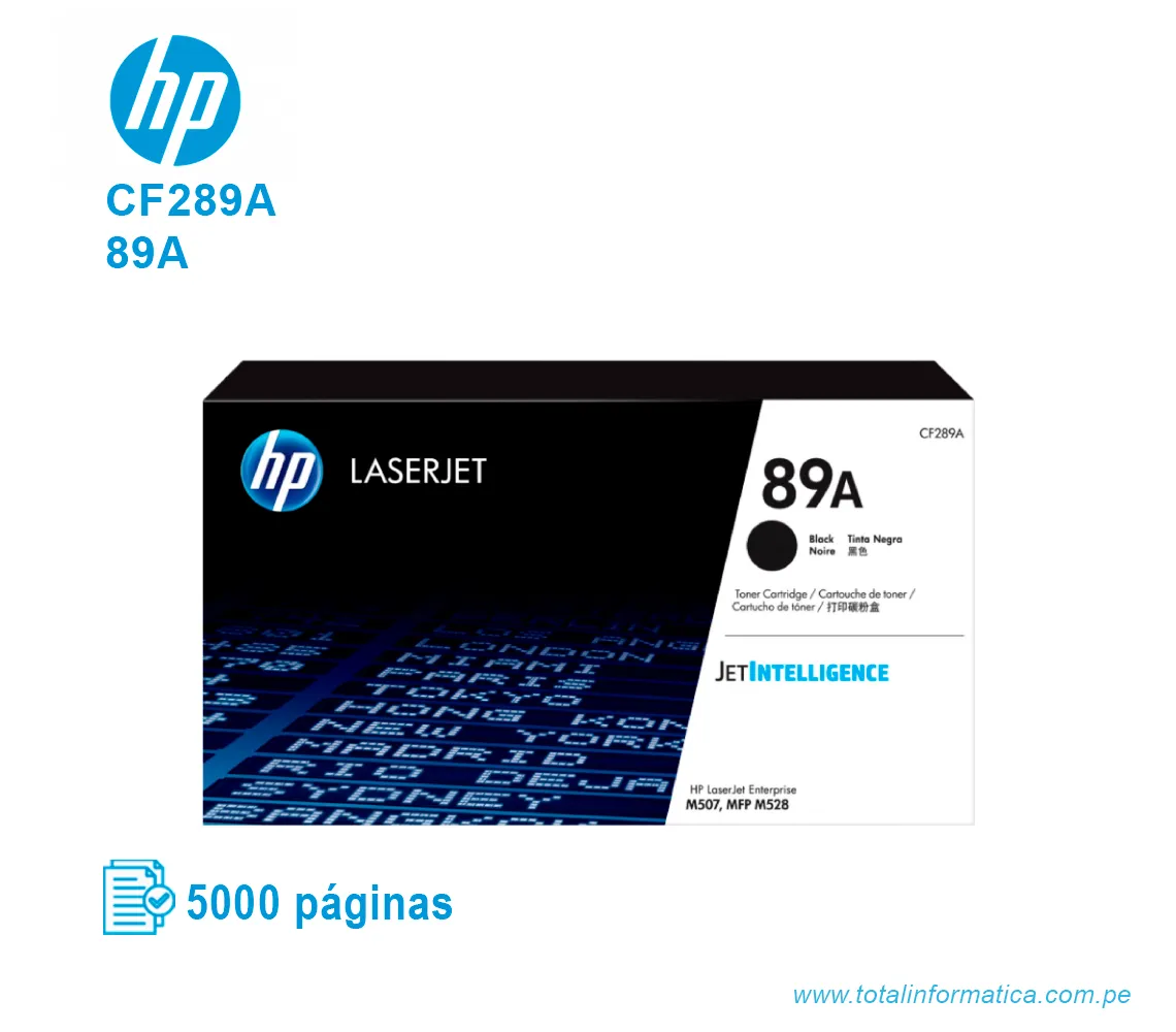 TONER HP 89A BLACK ( CF289A ) LASERJET M507, 5K PGS - imagen 1